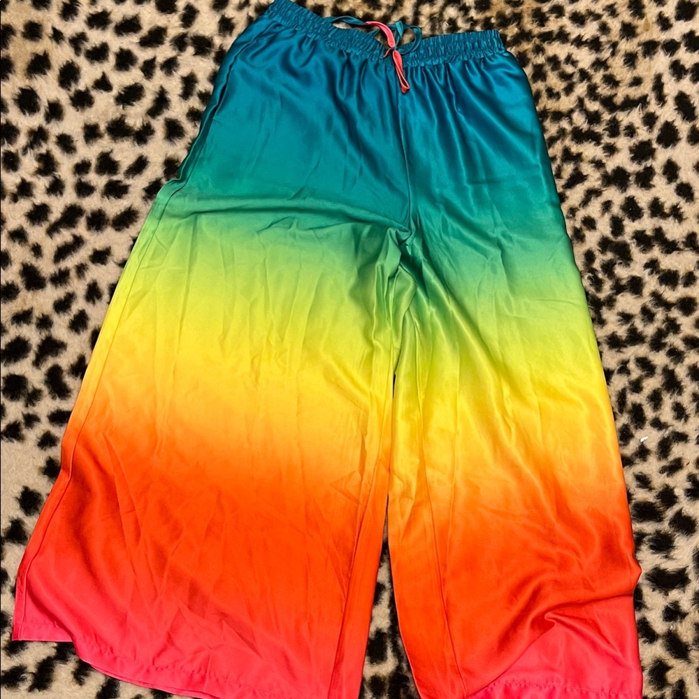 Emy Ave Burnt Toast Wide Leg Rainbow Pant